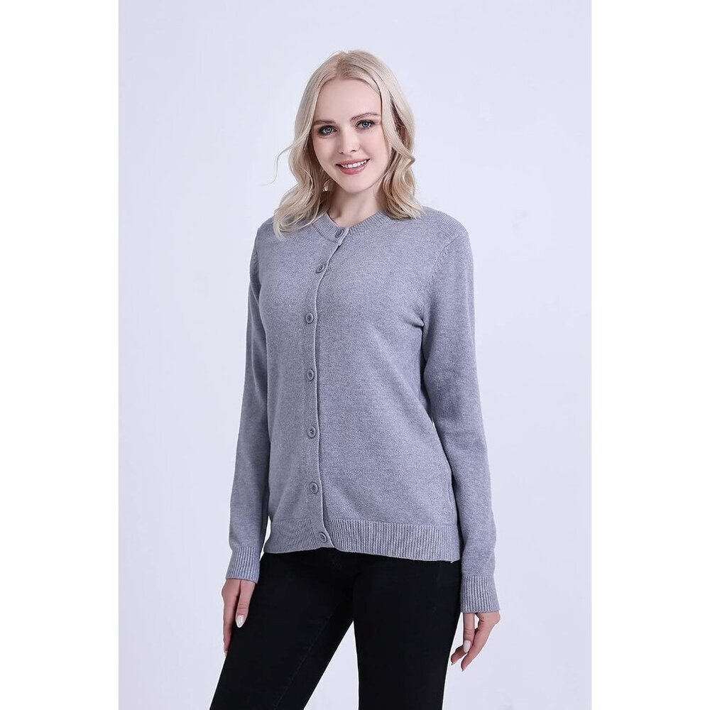 Women's Cotton Blend Button-Down Cardigan Sweater Medium Warm Soft Comfortable - Picture 4 of 4